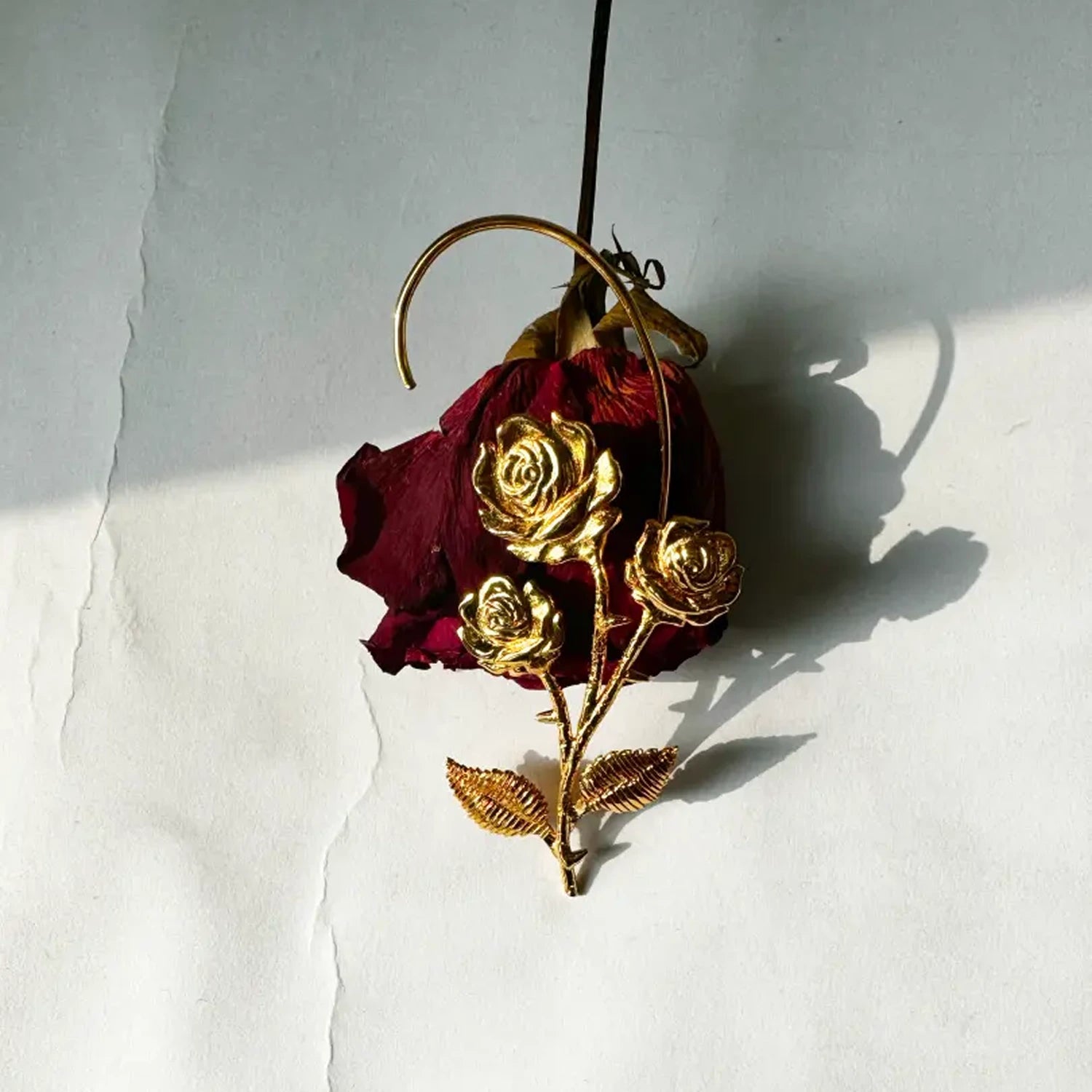 Roselyn Earcuff handcrafted in recycled brass or sterling silver with 22k gold finish – sculptural and sustainable ear jewelry by Samdisha Bagga